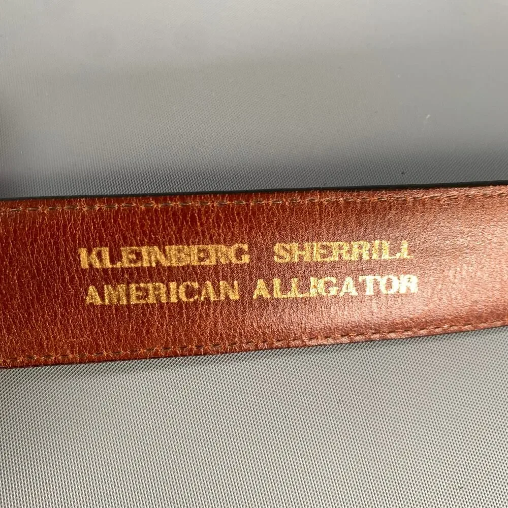 KLEINBERG SHERRILL Size 46 Black Croc Embossed Leather Belt